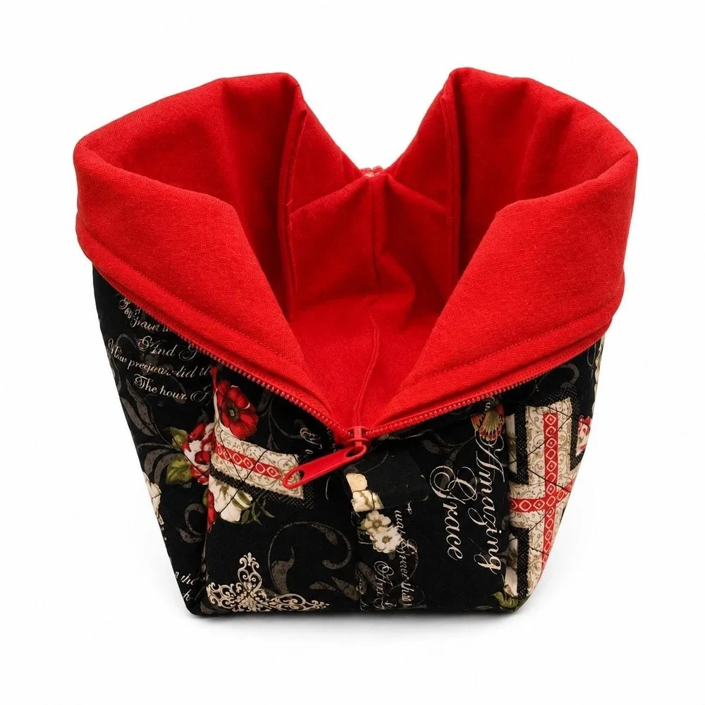 Christian Floral Makeup Bag, Quilted Cosmetic Pouch, Faith Inspired Toiletry Bag